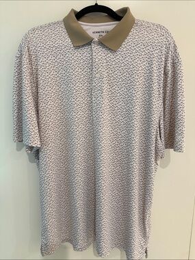 Kenneth Cole Khaki/Olive w/ Palm Tree Micro-Pattern Polo